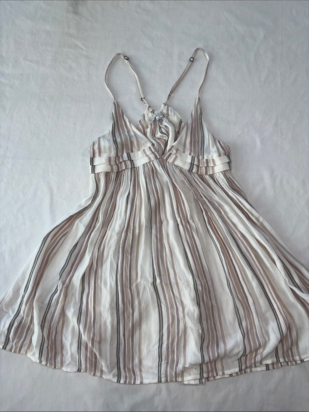 O'Neill Cream and Taupe Striped Mini Dress